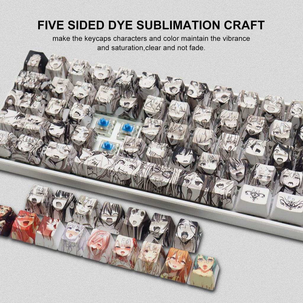 PBT Anime Keycaps - 108 Keys, XVX Japanese Custom Backlit Keycaps, OEM Profile for 61/87/104/108 Cherry Gateron MX Switches Mechanical Keyboard (Black Anime)