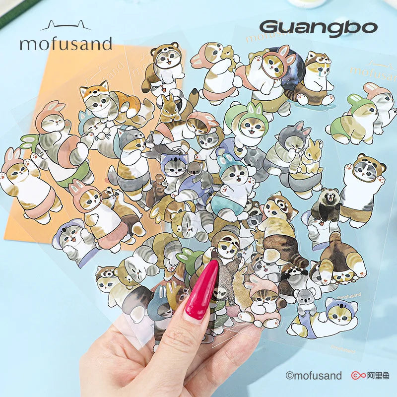 4/40Pcs Mofusand Stickers Toys Cartoon Shark Cat Waterproof Stickers Cute DIY Decor Stickers for Phone Case Scrapbook Journal