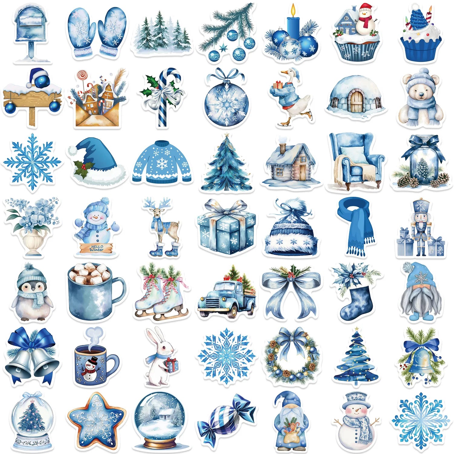 57Pcs Blue Stickers Aesthetic Waterproof Laptop Stickers Decals Water Bottle Laptop Computer Skateboard