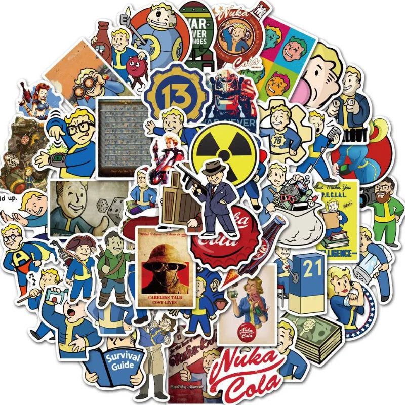 50Pcs Cartoon Game Radiation Boy Stickers Vinyl Waterproof for Laptop Phone Case Notebook Water Bottle DIY Stickers
