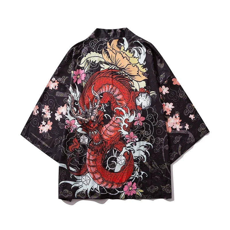 Bebovizi Japanese Style Cat Samurai Kimono Streetwear Men Women Cardigan Japan Harajuku Anime Robe Anime Clothes 2023 Summer