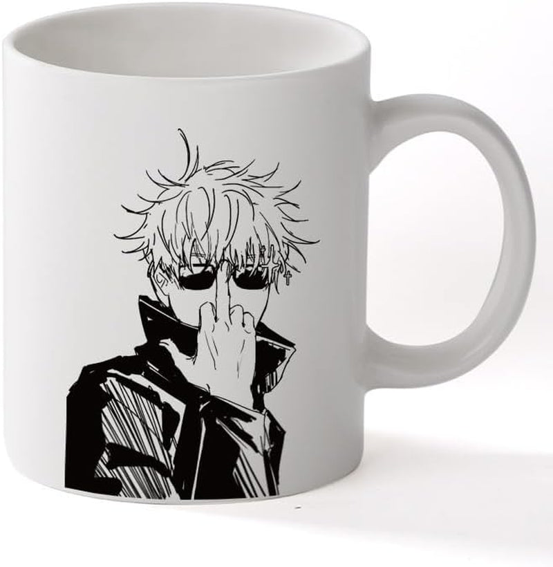 12 Oz Ceramic Mug Anime Cup Gojo Satoru Coffee for Anime Lovers Office Home Manga Gifts Accessories Hot and Cold Drinks Funny Manga Panel Character Design Gift for Him Her (Gojo Finger)
