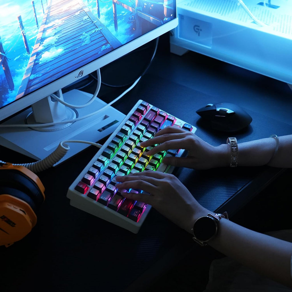 Retro PBT Keycaps,Anime Themed Japanese Manga Key Caps,Cherry Profile Shine through Side Printed Keycaps 137 Keys Set for 60 65 75 100 Percent MX Switches Double Shot Backlit Keyboard-Colorful