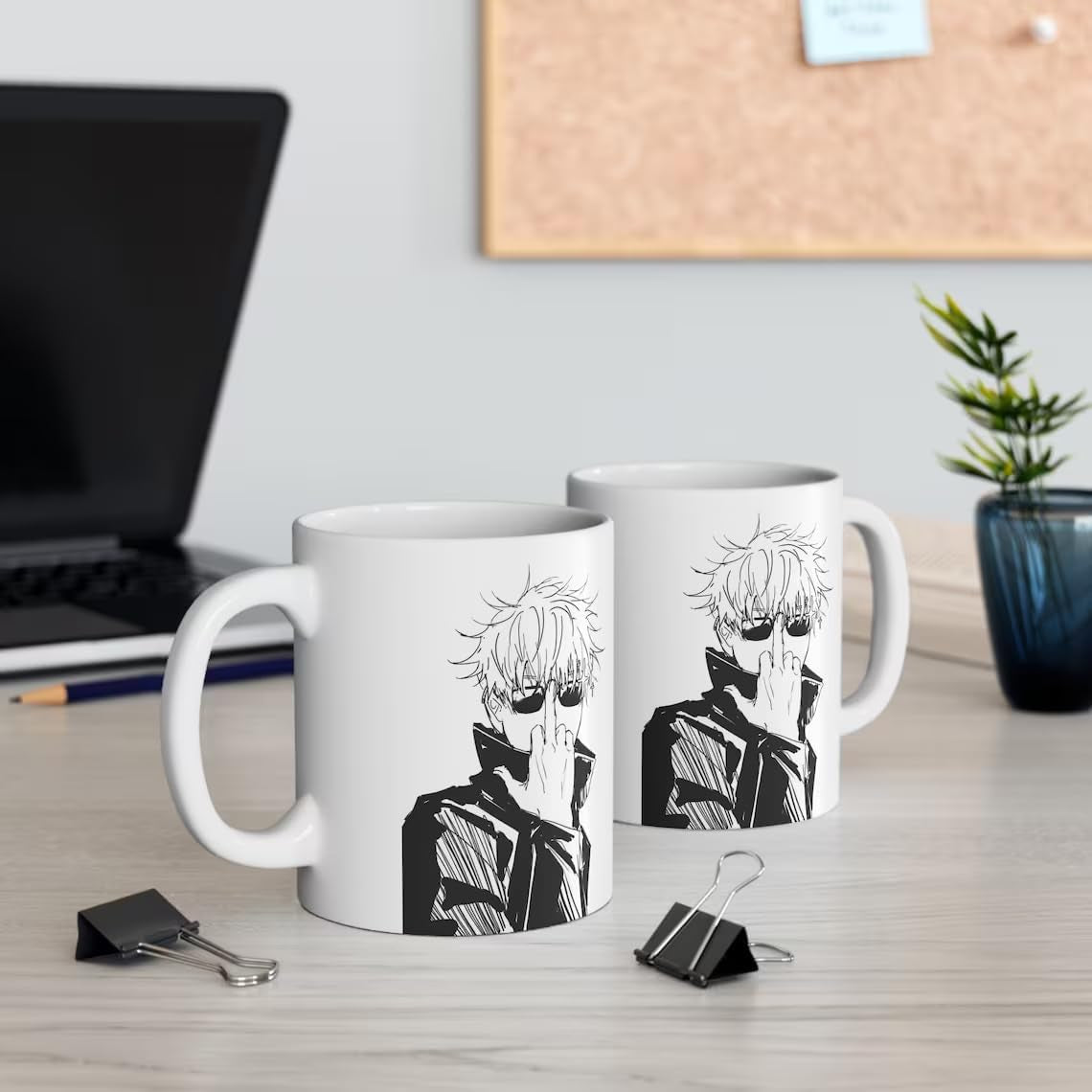 12 Oz Ceramic Mug Anime Cup Gojo Satoru Coffee for Anime Lovers Office Home Manga Gifts Accessories Hot and Cold Drinks Funny Manga Panel Character Design Gift for Him Her (Gojo Finger)