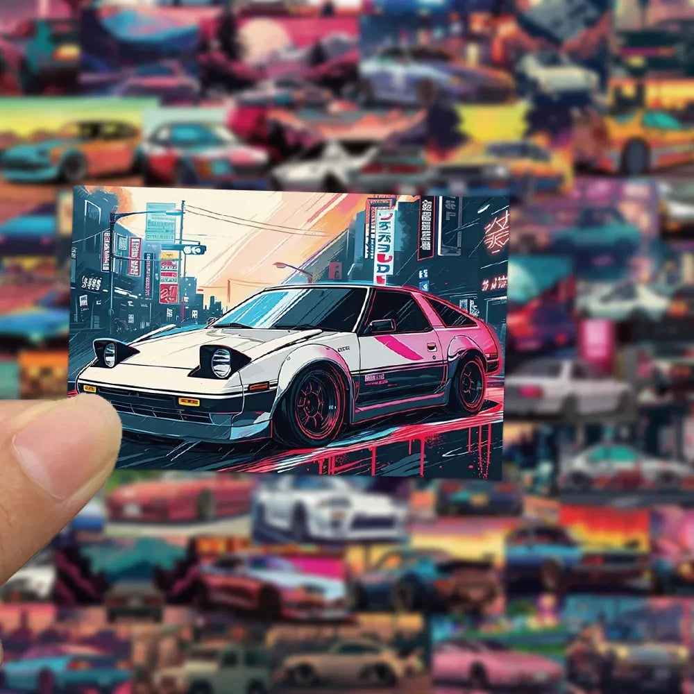 10/30/50Pcs Retrofit Racing JDM Stickers Anime Decals Graffiti Car Motorcycle Laptop Waterproof Cartoon Cool Sticker for Kid Toy