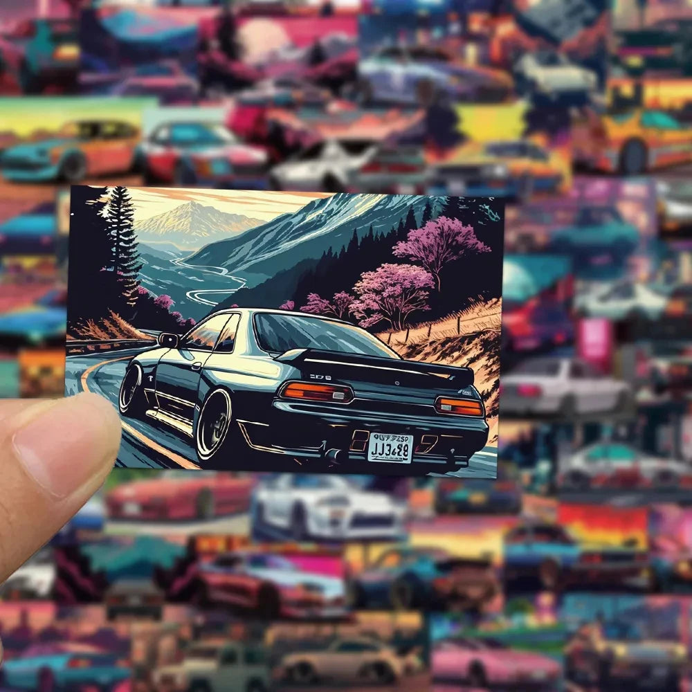 10/30/50Pcs Retrofit Racing JDM Stickers Anime Decals Graffiti Car Motorcycle Laptop Waterproof Cartoon Cool Sticker for Kid Toy