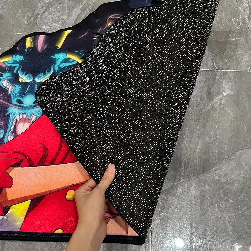 Dragon Ball Shenron Adventure Carpet – Playful Mat: Cute Goku & Bulma Design Cozy Accent for Anime-Themed Room Spaces