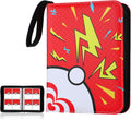 Small Portable Card Storage Binder Fits 400 Cards - 4 Pockets Zipper Card Albums for Trading, Card Holder with Removable Sleeves for Boys Gift, Red