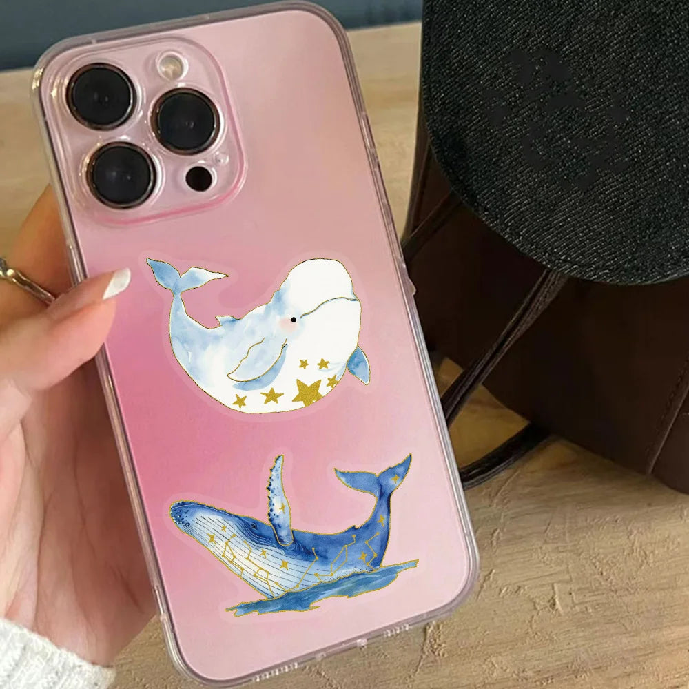 50PCS Golden Marine Life Cartoon Creative Stickers DIY Handmade Materials Phone Case Laptop Luggage Stickers