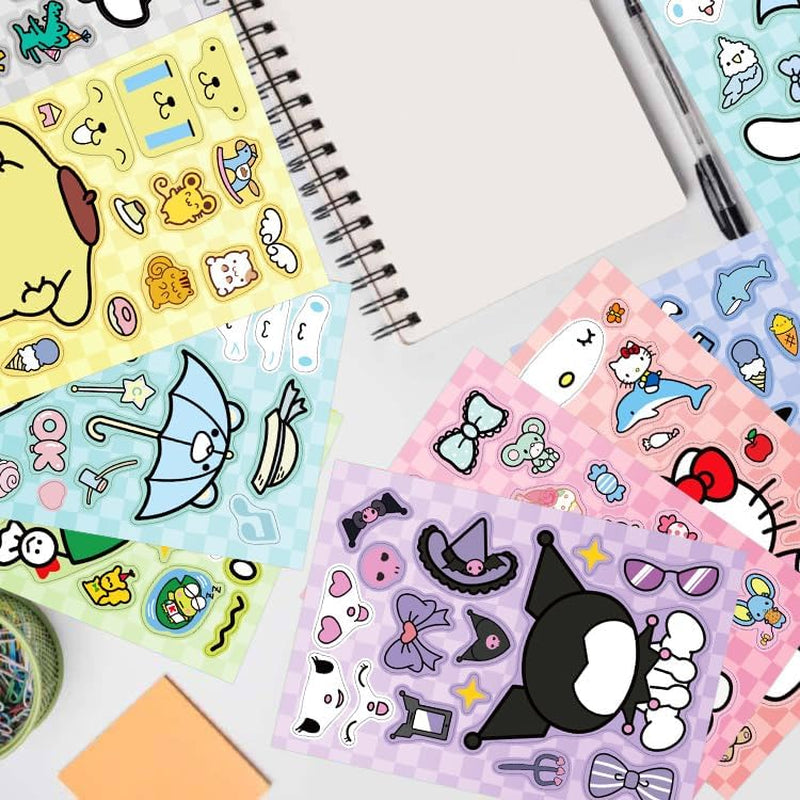 Cute Anime Stickers, 24Sheets Make Your Own Cartoon Anime Stickers, Make a Face Sticker, Classic Anime Themed Decals, Art Craft Party Supplies