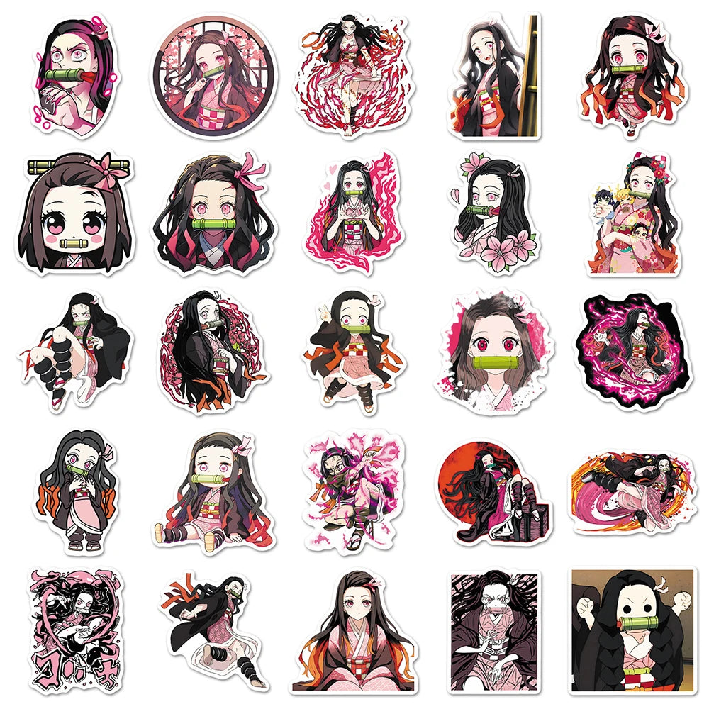 10/30/50Pcs Girl Kamado Nezuko Demon Slayer Stickers Anime Decals DIY Computer Motorcycle Laptop Luggage Kawaii Cartoon Sticker