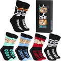 5 Pack Crew Socks for Men, Teens, Funny Anime Breathable Socks for Work, Sports, Novelty Gifts for Men