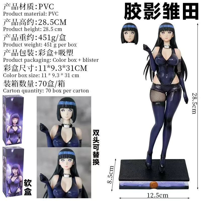 Jiaoying Hinata Naruto Anime Pretty Girl Double Headed Carving Convertible Statue Handmade Model Ornament