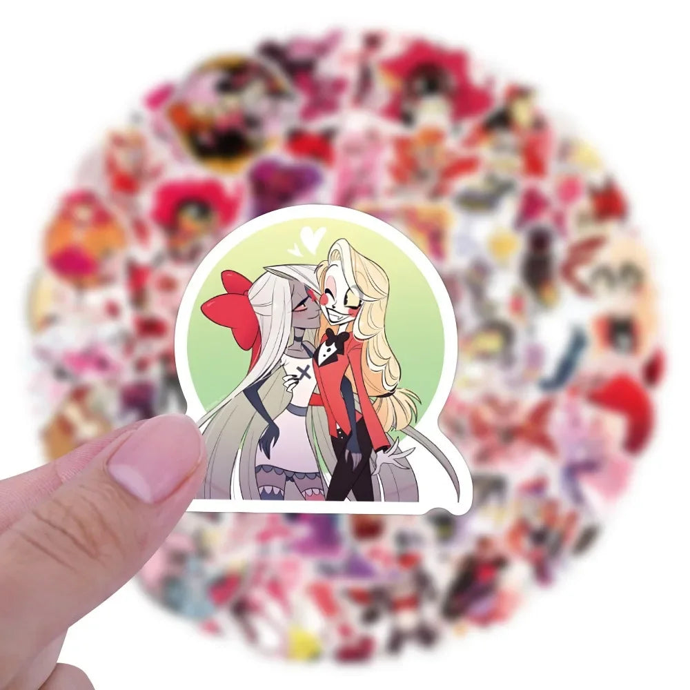 60/120Pcs Cartoon Hotel Graffiti Stickers Anime Figure Alastor Charlie Morton Skateboard Refrigerator Waterproof Stickers